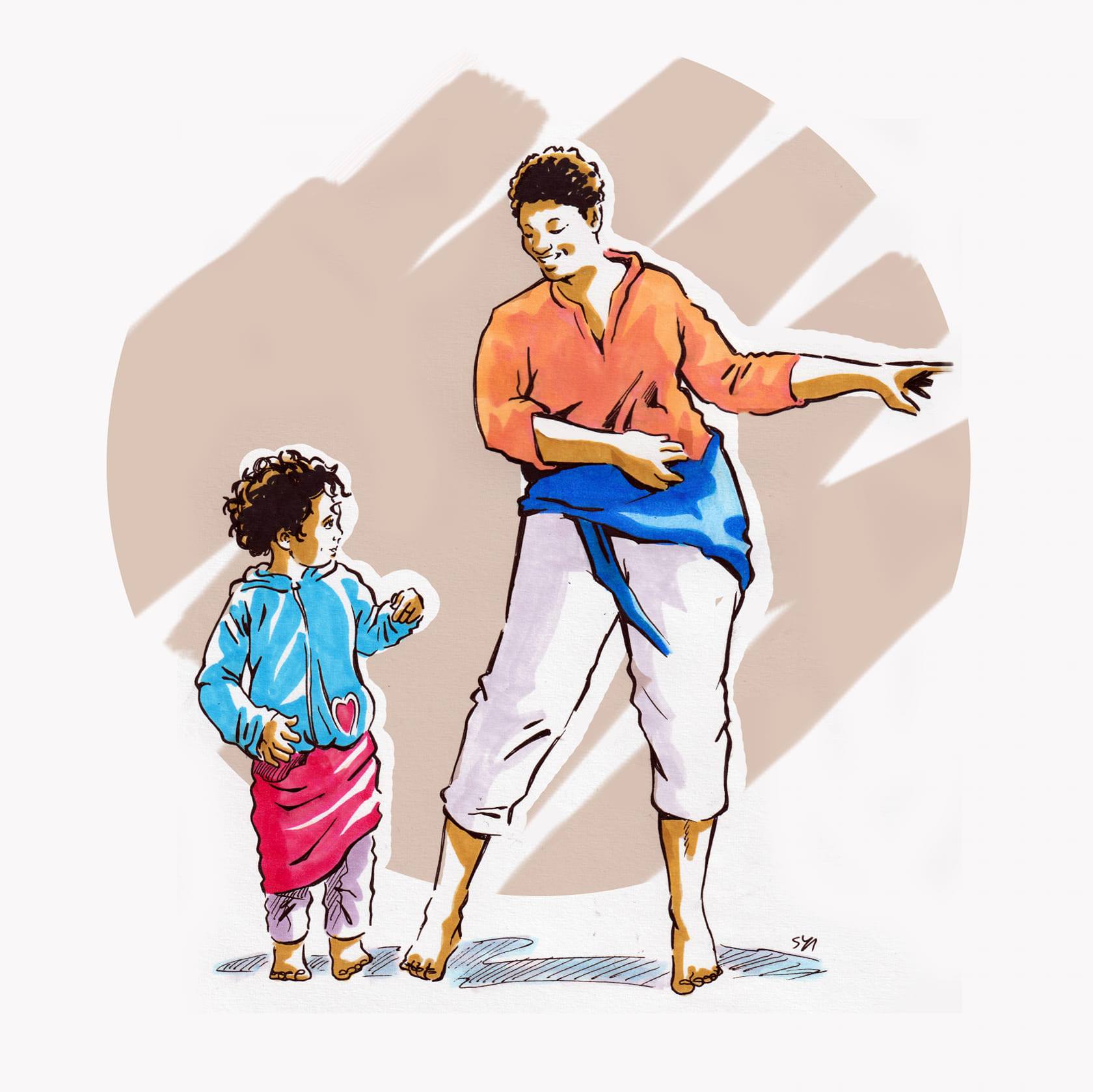 fille et maman qui dansent